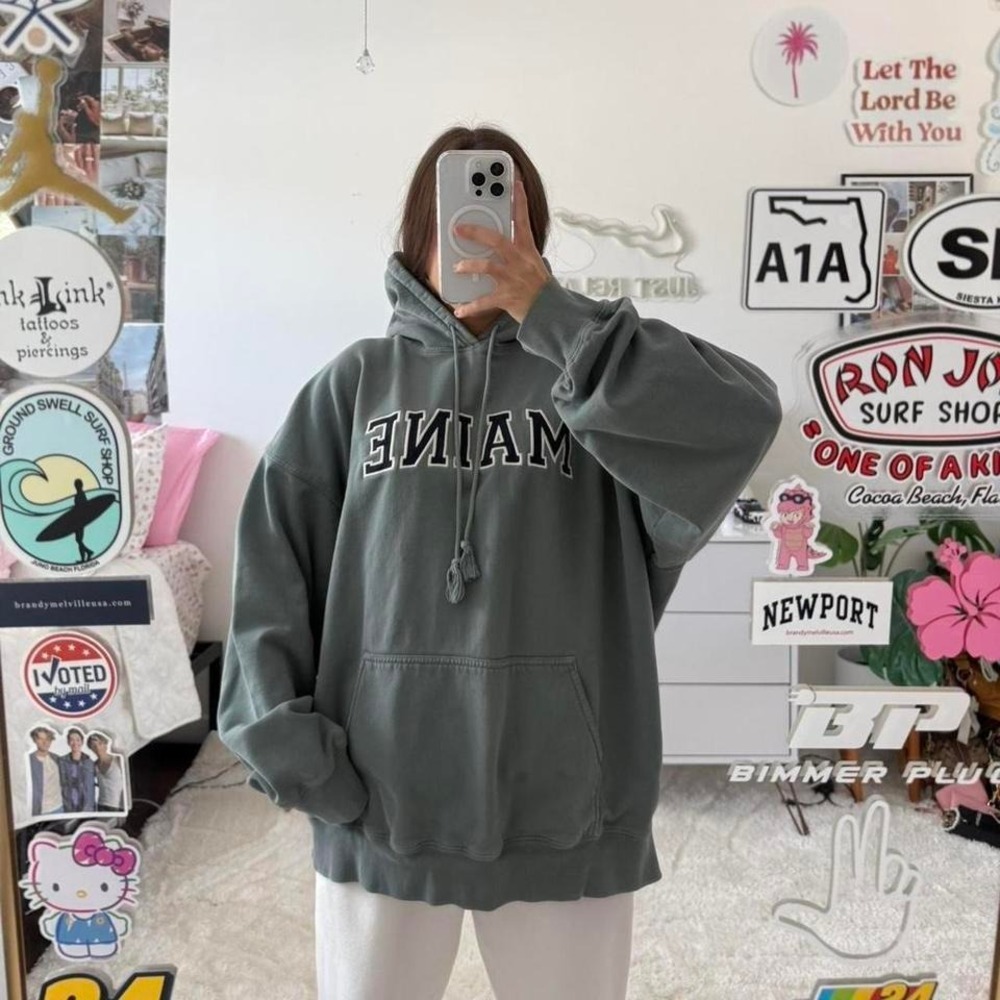 Brandy Melville Sage‎ Green Maine oversized Christy hoodie